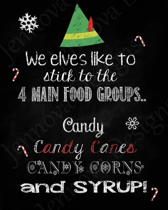 Elf Christmas Quotes
 11x14 Elf Christmas Movie Quote Printable chalkboard by