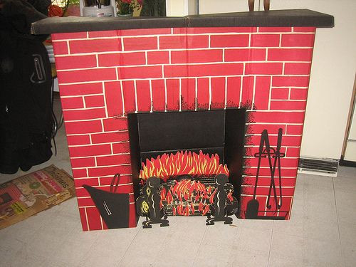 Fake Christmas Fireplace
 61 best Vintage Cardboard Fireplaces images on Pinterest
