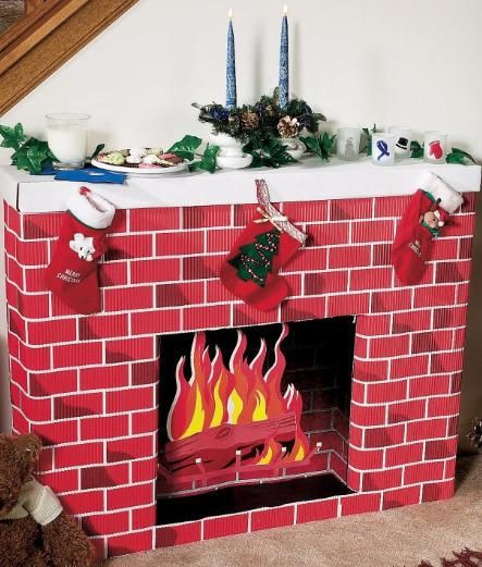 Fake Fireplace Christmas Decoration
 Nostalgic Fireplace 3D Cardboard Kit Create your own