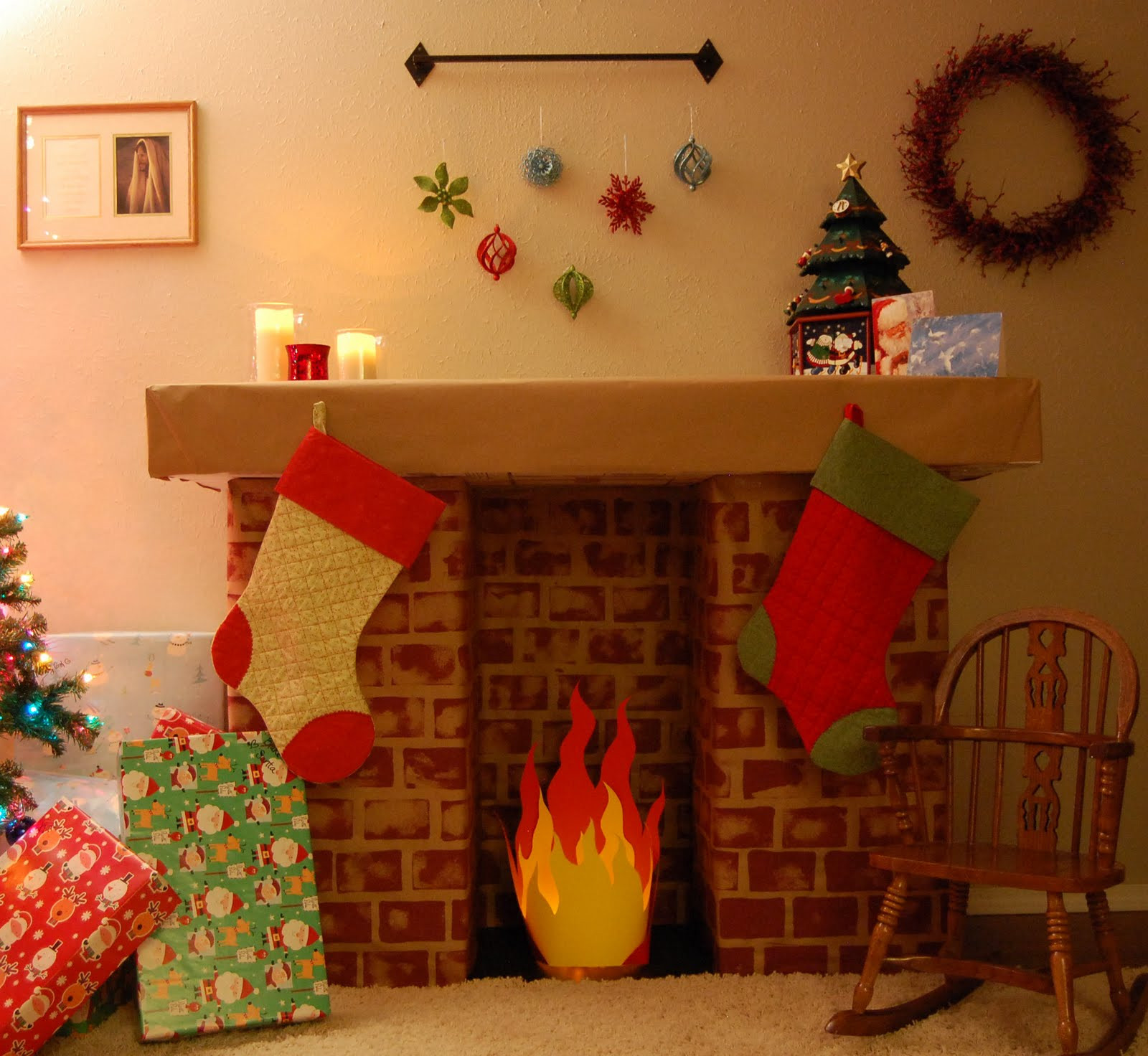 Fake Fireplace For Christmas
 Crazy Domestic Faux Fireplace