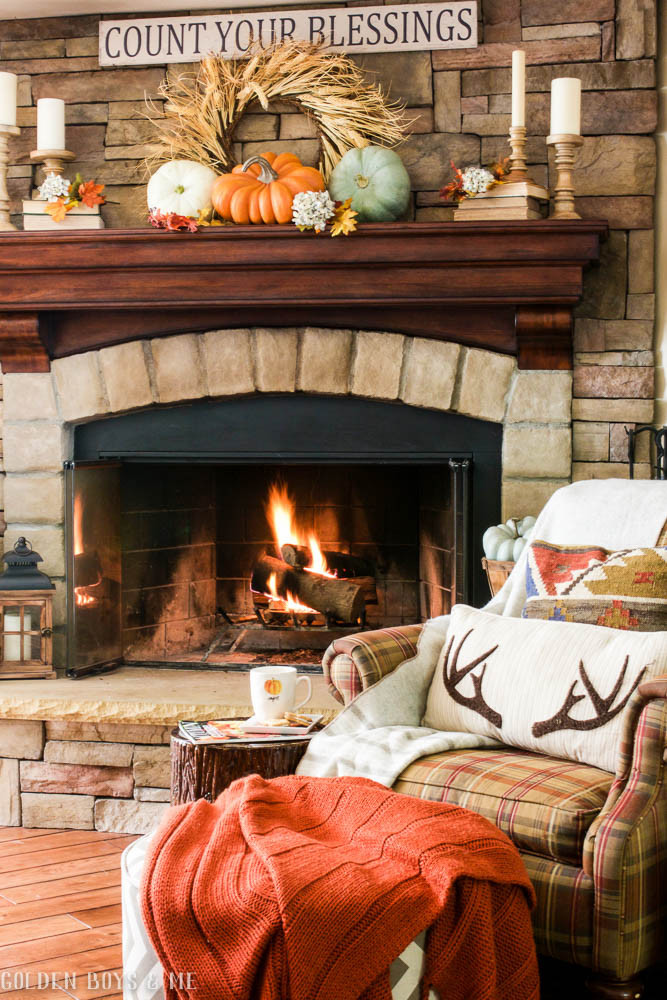 Fall Decor For Fireplace
 Golden Boys and Me Fall Home Tour 2016 Family Room