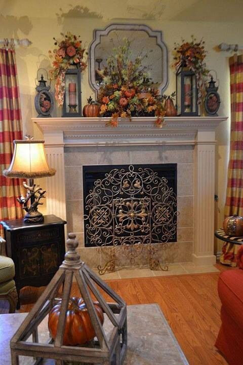 Fall Decor For Fireplace Mantel
 104 best images about Fall Decor Ideas on Pinterest