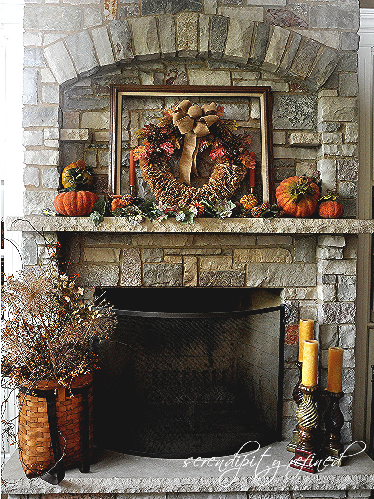 Fall Decor For Fireplace Mantel
 Serendipity Refined Blog Fall Decorating Mantels and