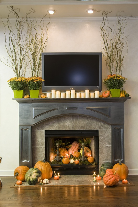 Fall Decor For Fireplace Mantel
 Sure Fit Slipcovers Decorating With Pumpkins