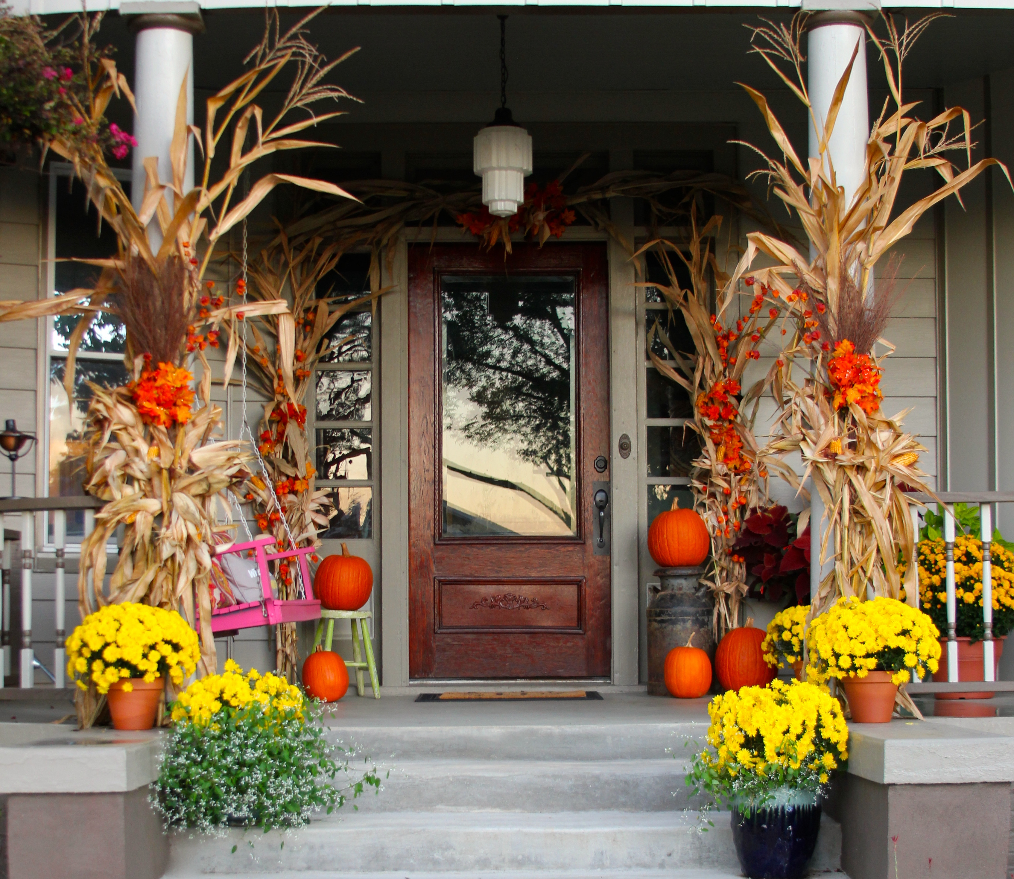 Fall Decor Front Porch
 decorating with a milk can