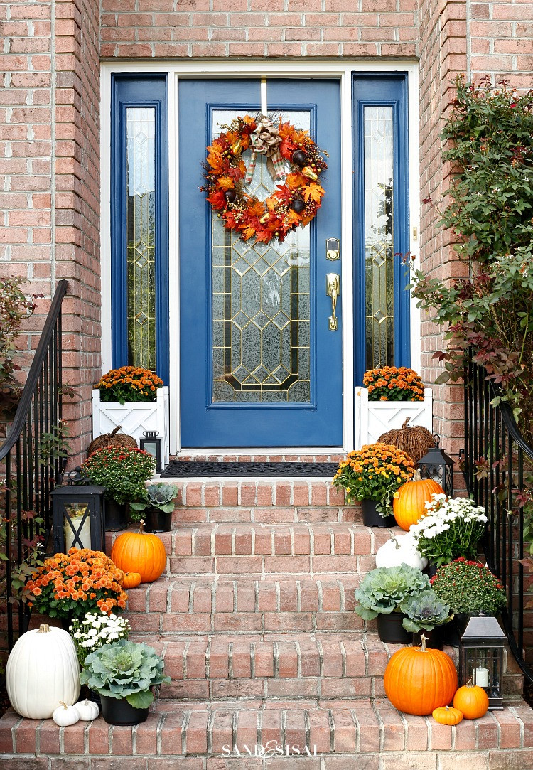 Fall Decor Front Porch
 Indigo and Orange Fall Front Porch Sand and Sisal