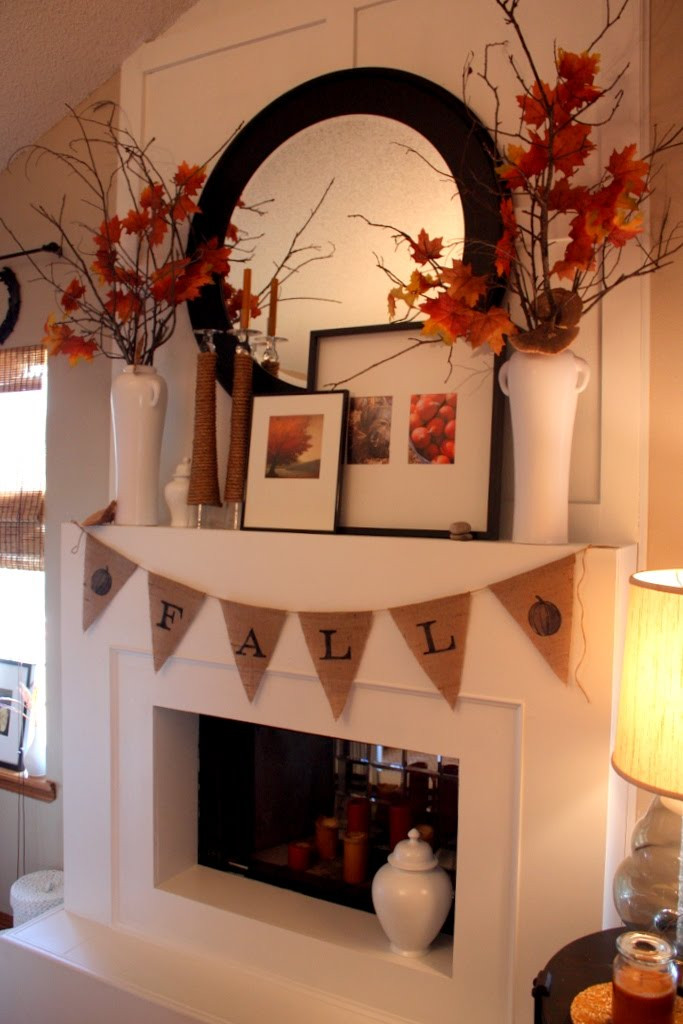 Fall Decorated Fireplace Mantels
 Fall Mantel Ideas autumn mantle