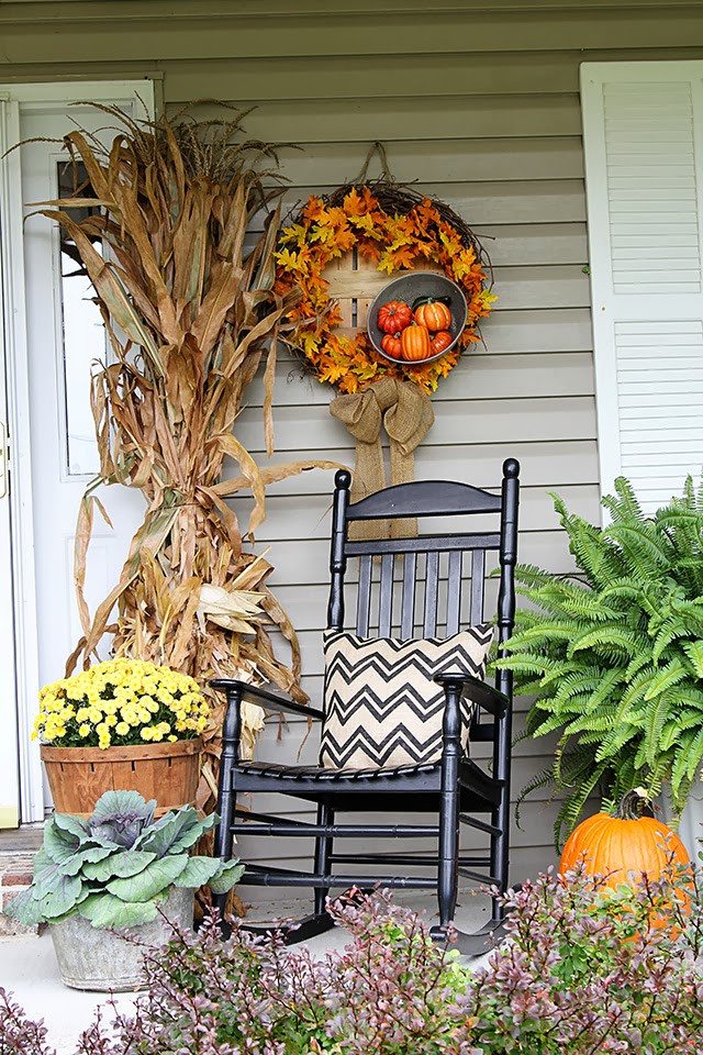 Fall Decoration For Porch
 Thrifty eclectic Midwestern Ranch style home tour Debbiedoos