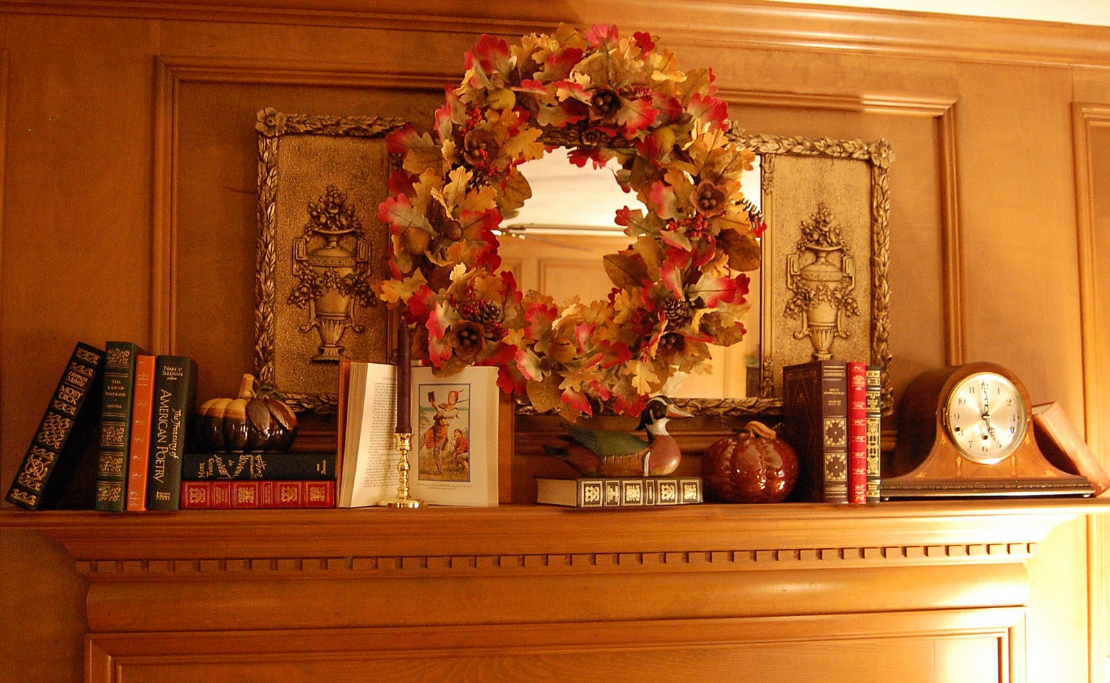 Fall Decorations Fireplace Mantel
 Decorate a Fireplace Mantel for Fall or Autumn with Books