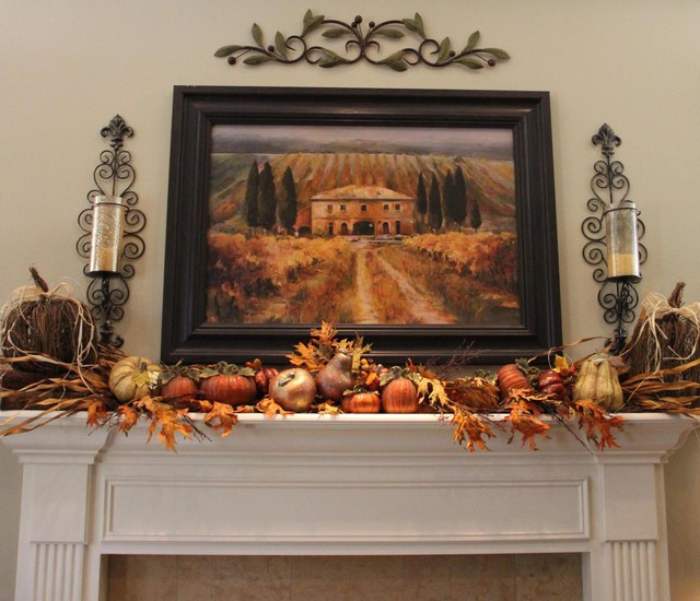 Fall Decorations Fireplace Mantel
 Living Room Fall Mantle
