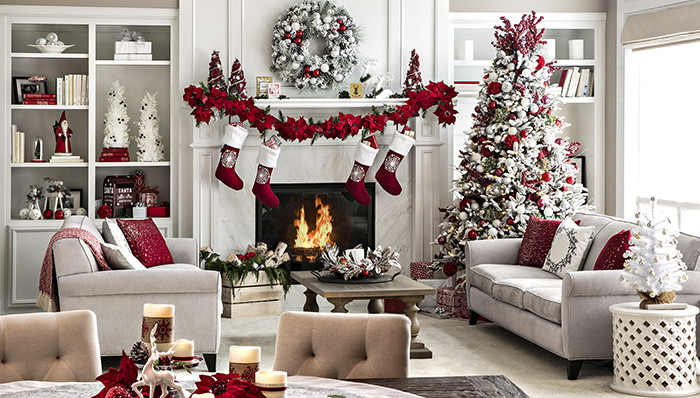 Family Room Christmas Decoration Ideas
 Open Plan Living Space Holiday Decor Ideas