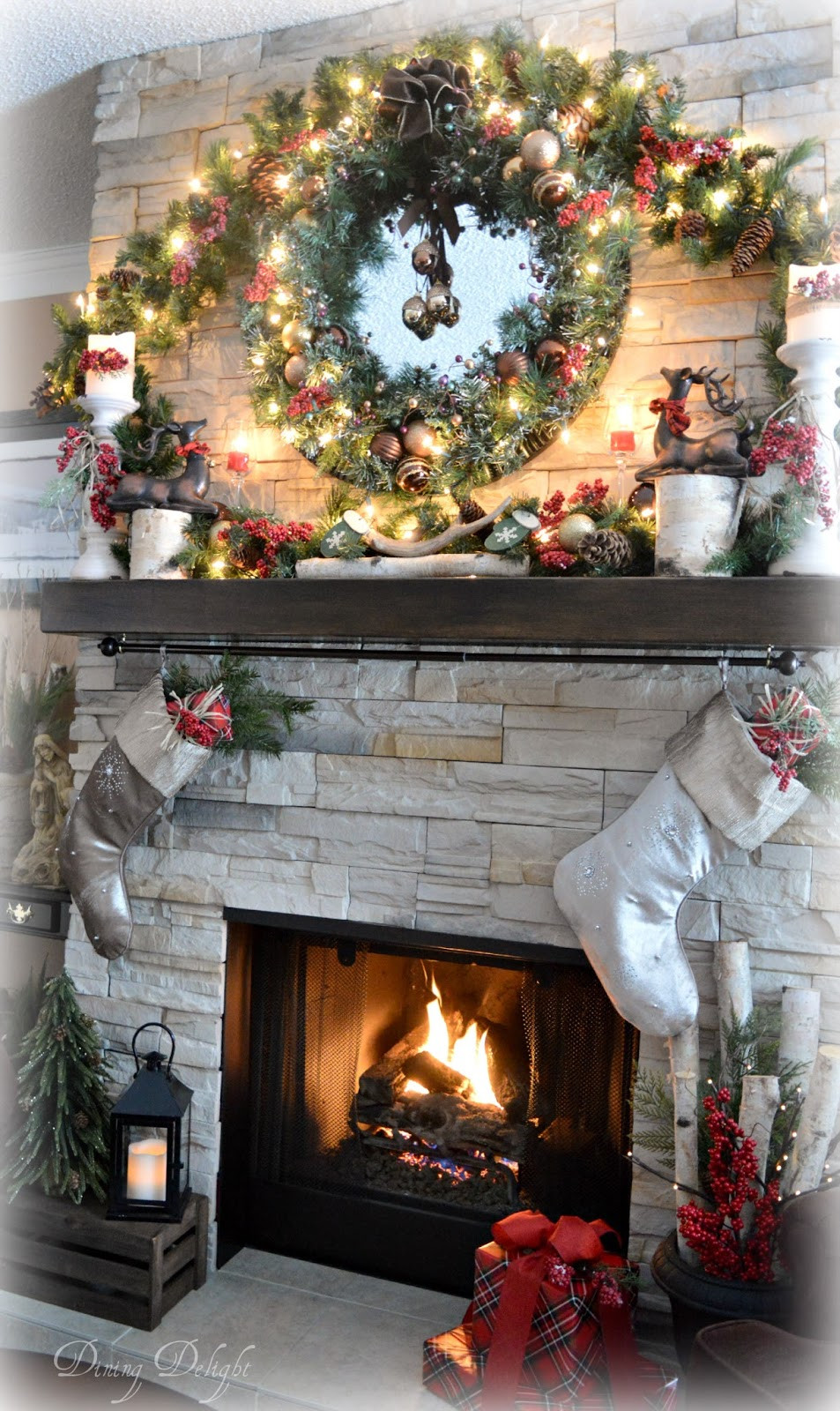 Fireplace At Christmas
 Dining Delight Holiday Home Tour Christmas in a Cozy House