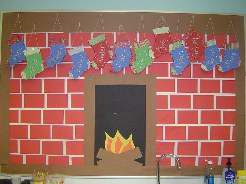 Fireplace Bulletin Board Christmas
 Mrs T s First Grade Class Christmas Art