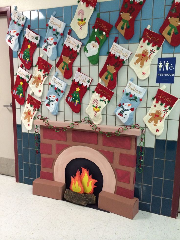 Fireplace Bulletin Board Christmas
 Fireplace Classroom Door Decorations
