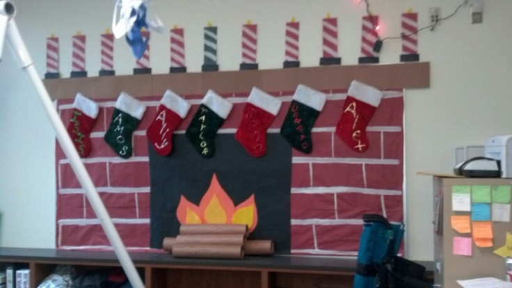 Fireplace Bulletin Board Christmas
 Fireplace made out of paper