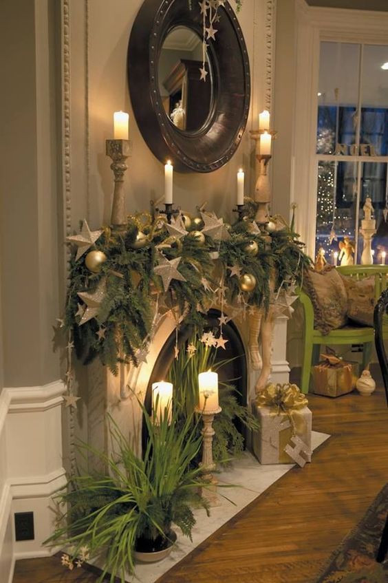 Fireplace Christmas Decoration
 36 Ways to Decorate the Christmas Fireplace Mantel Hello