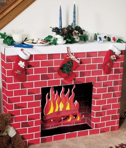 Fireplace Christmas Door Decorations
 Nostalgic Fireplace 3D Cardboard Kit Dino Rentos Studios