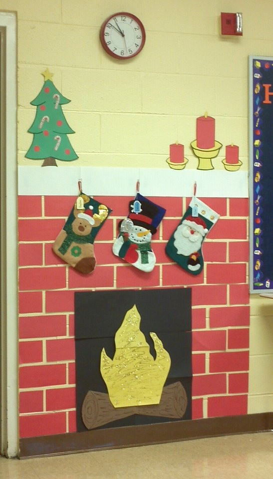 Fireplace Christmas Door Decorations
 Fireplace I made for my classroom
