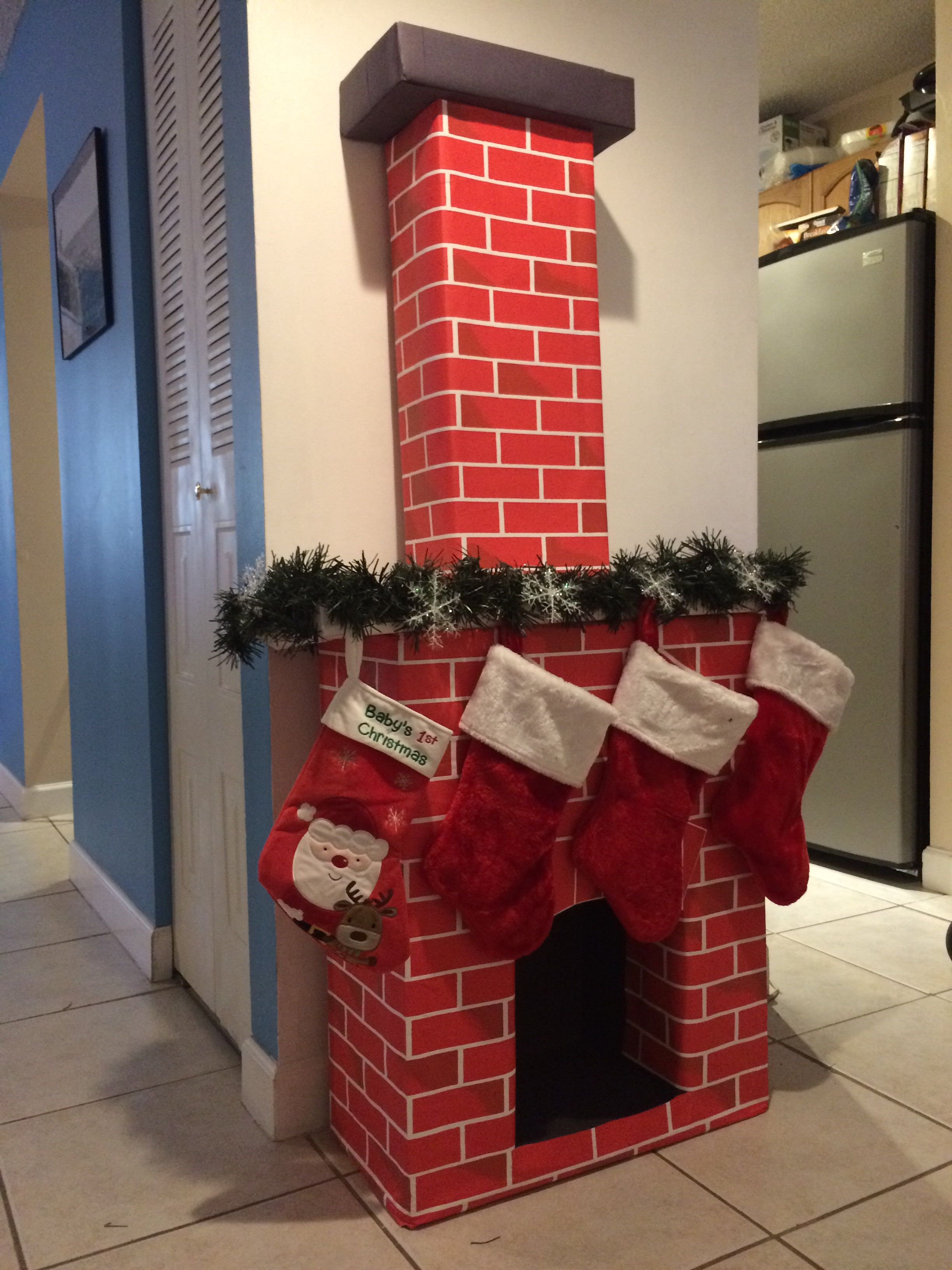 Fireplace Christmas Door Decorations
 Christmas chimney Christmas