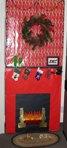 Fireplace Christmas Door Decorations
 1000 images about Cubicle Christmas fice Decorating