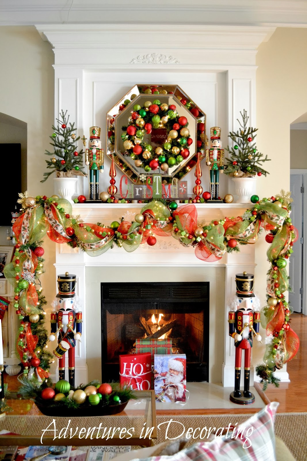 Fireplace Mantel Christmas Decorations
 Adventures in Decorating Our Christmas Mantel and "Deck