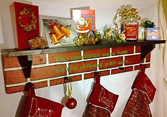 Fireplace Mantel Christmas Stocking Hooks
 Christmas Mantel Stocking Holder with Quote or Personalized