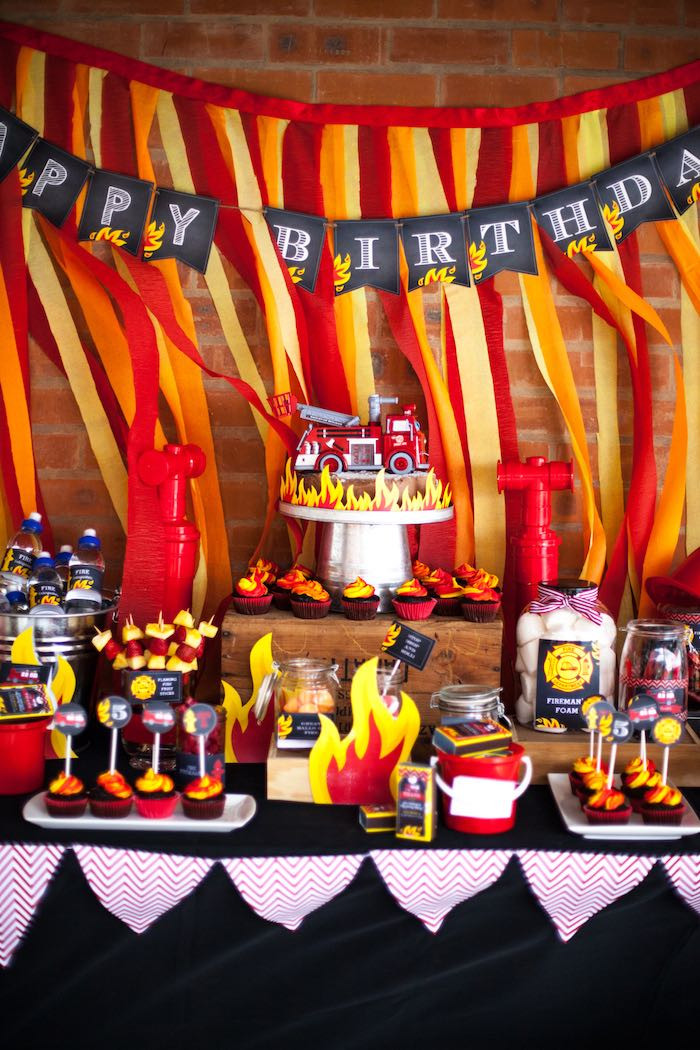 Firetruck Birthday Party Supplies
 Kara s Party Ideas Fireman Birthday Party