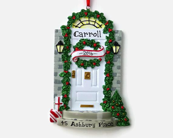 First Apartment Christmas Ornaments
 SHIPS FREE White Door Personalized Ornament New Home