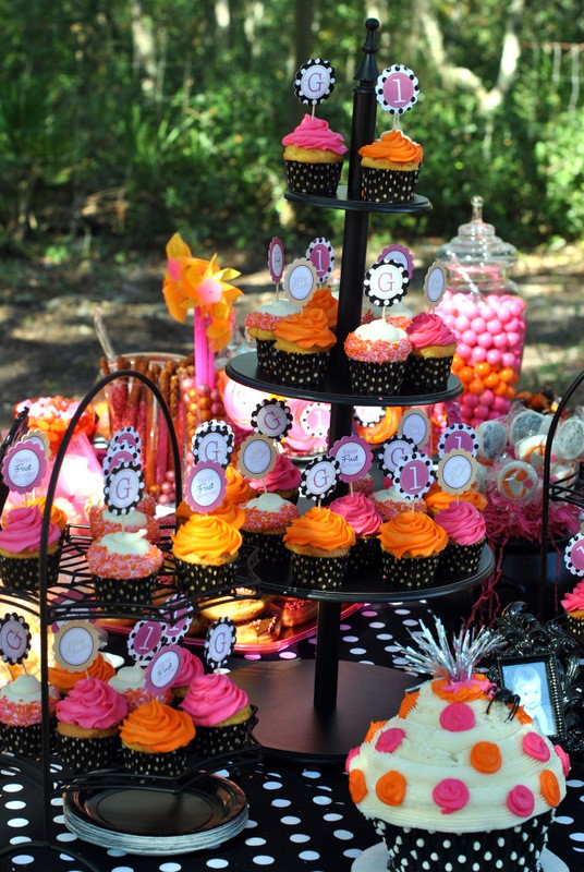 First Birthday Halloween Party Ideas
 Halloween Inspired Pink Orange & Black Polka Dot 1st