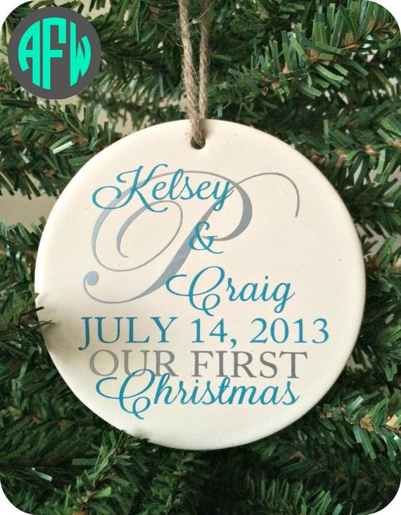 First Christmas Married Gift Ideas
 Our First Christmas Ornament Personalized by AFWifeCreations