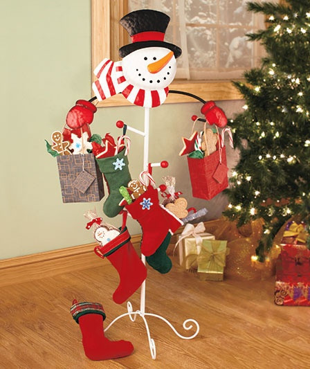 Floor Christmas Stocking Holder
 Love this alternate way of hanging stockings or even