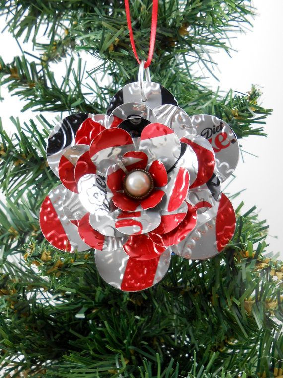 Flower Christmas Ornaments
 Diet Coke Flower Christmas Ornament Recycled Soda Pop Can