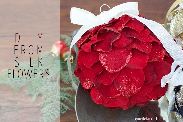 Flower Christmas Ornaments
 DIY Holiday Ornaments from Silk Flowers