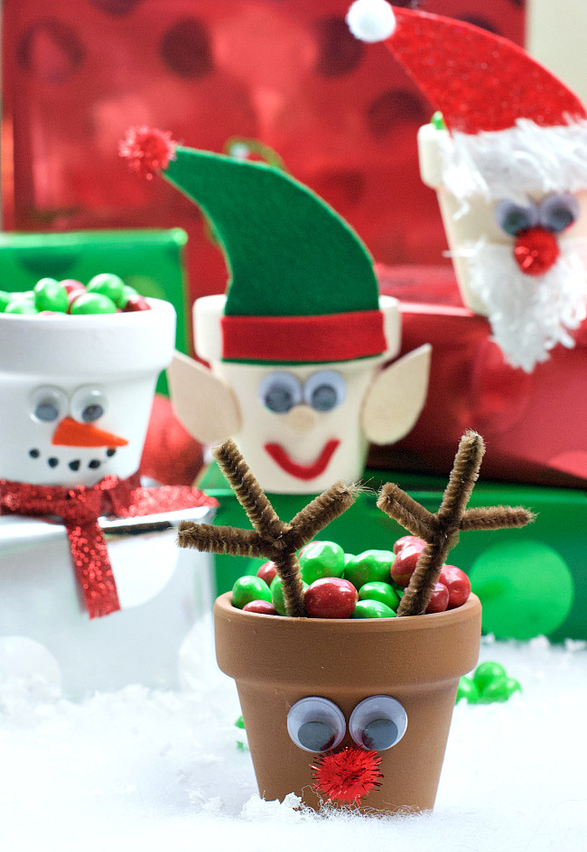 Flower Pot Christmas Crafts
 Holiday Character Candy Pots Crazy Little Projects