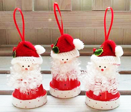 Flower Pot Christmas Crafts
 Santa ornaments made out of clay flowerpots