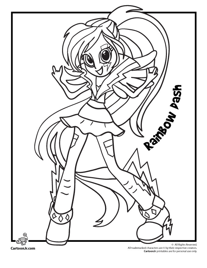 Fluttershy Equestria Girl Coloring Pages
 My Little Pony Rainbow Dash from Equestria Girls