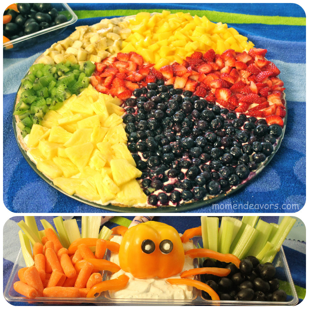 Food Ideas For A Beach Themed Party
 Beach Ball Fruit Pizza & Bell Pepper Octopus Veggie Dip