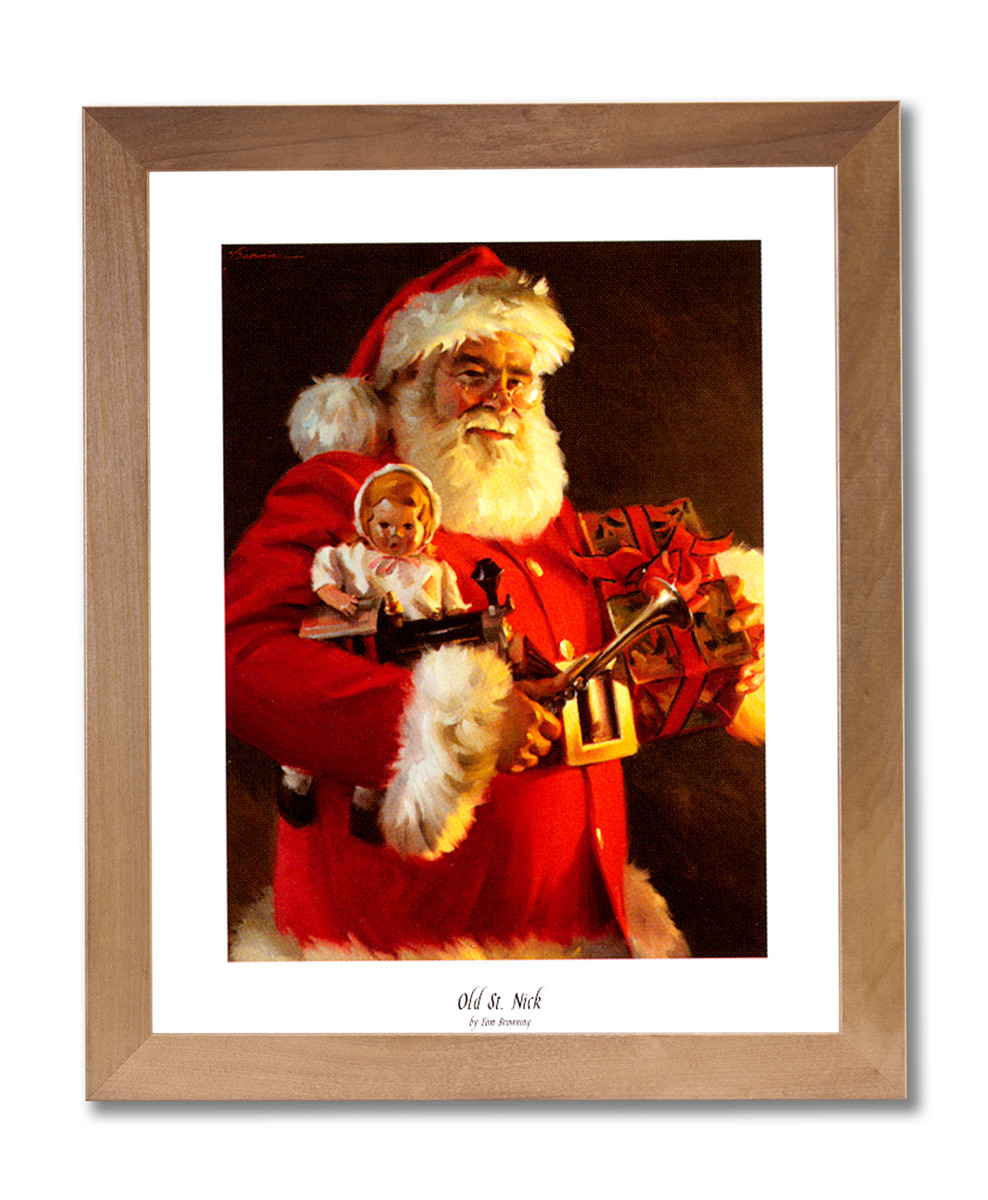 Framed Christmas Wall Art
 Old St Nick Santa Clause Christmas 1 Wall Picture Honey