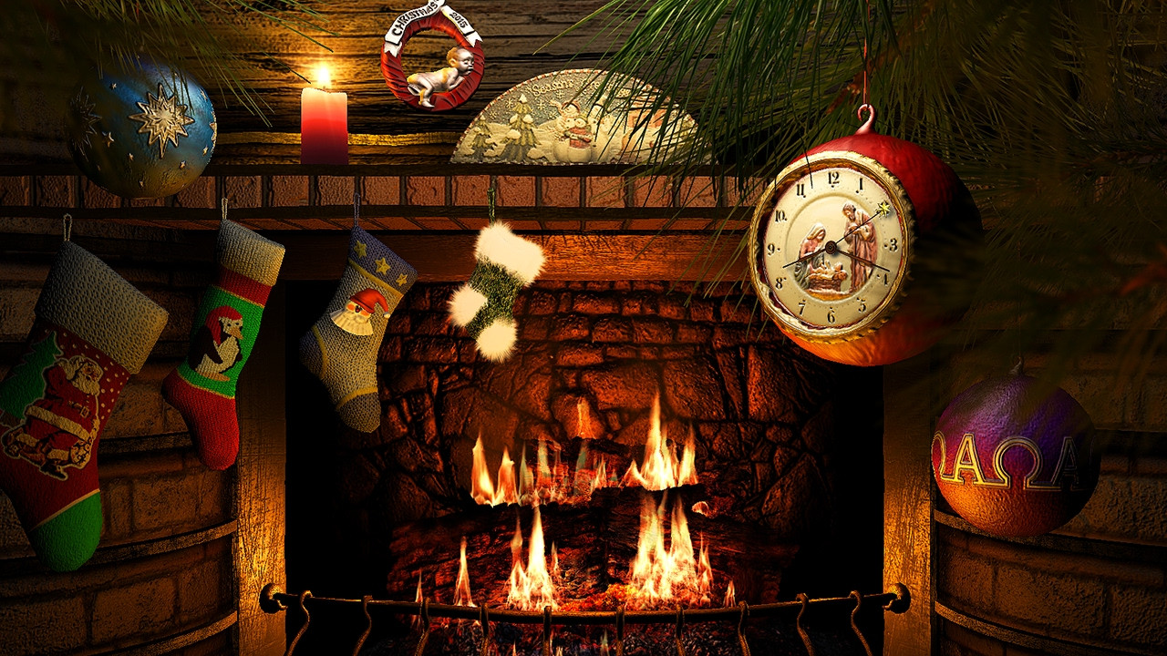 christmas fireplace screensaver