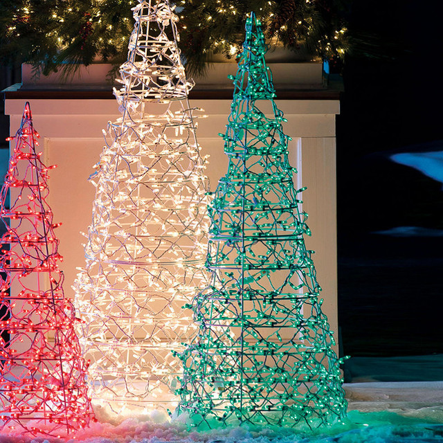 Front Gate Christmas Lights
 60" Green Lighted Cone Tree Frontgate Christmas Lights