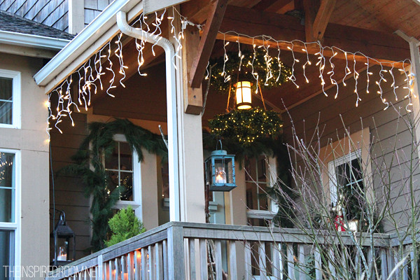 Front Porch Christmas Lights
 My Christmas Front Porch & DIY Boxwood Wreath Chandelier