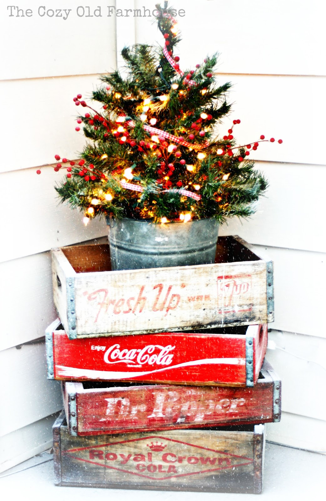Front Porch Christmas Tree
 The Cozy Old "Farmhouse" A "Junky" Christmas Porch