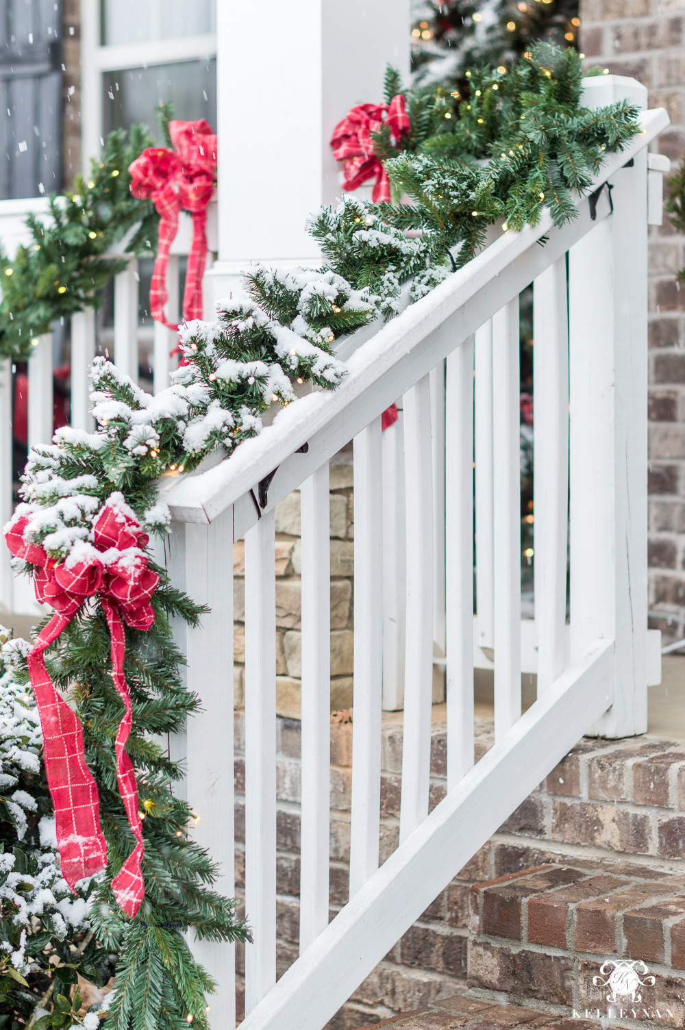 Front Porch Garland Christmas
 Classic Christmas Decor for a Traditional Front Porch