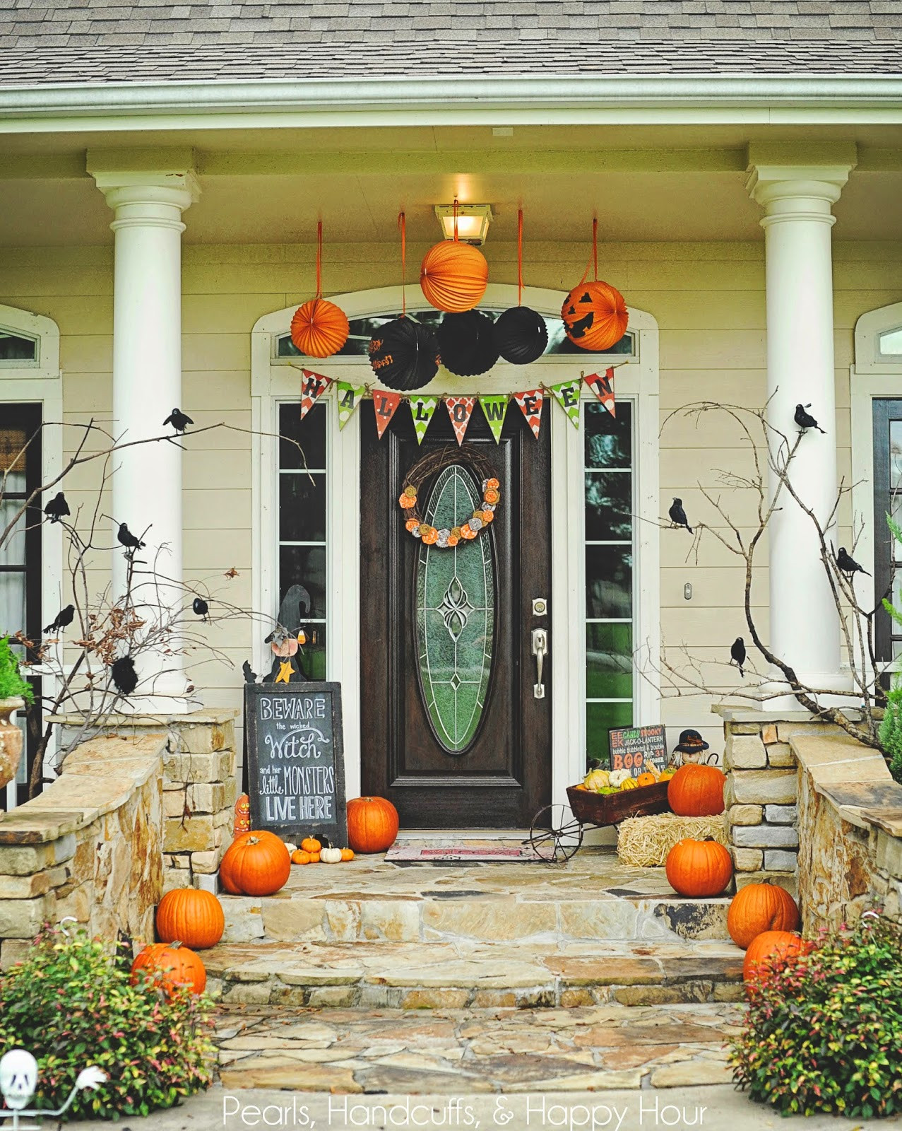 Front Porch Halloween Decoration Ideas
 Pearls Handcuffs and Happy Hour Halloween Porch
