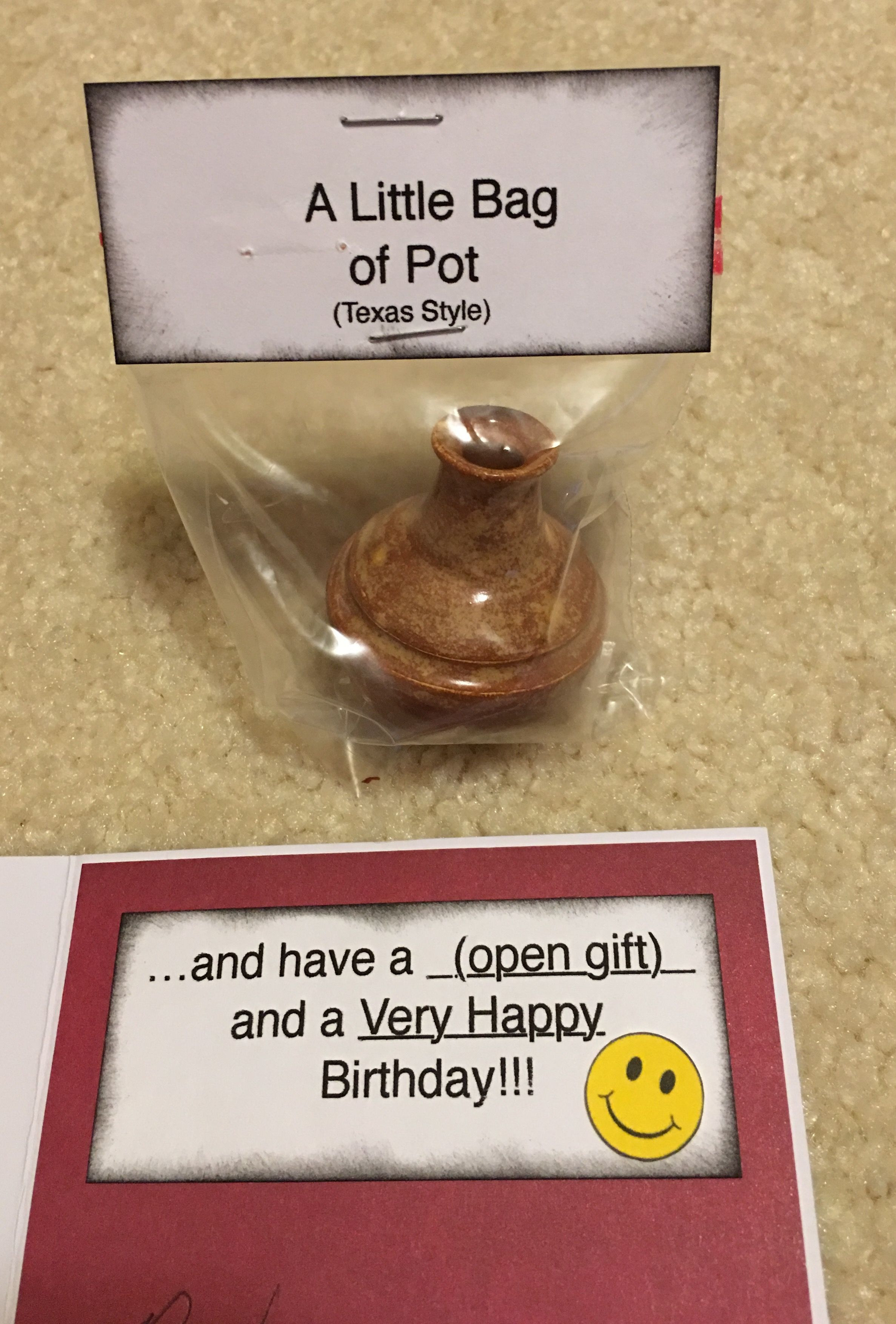 Funny DIY Christmas Gifts
 Inside of "Little Bag of Pot" card and gag t Tiny Pot