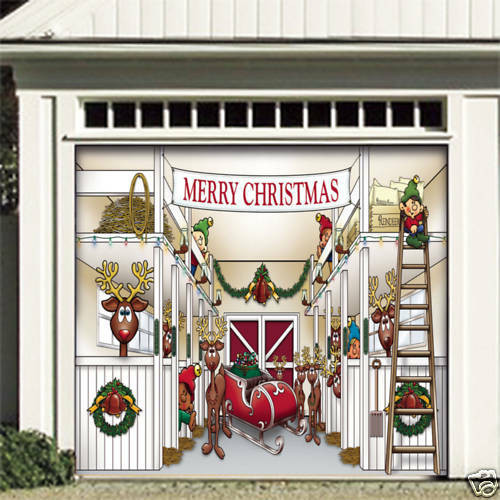 Garage Christmas Decorations
 SANTA REINDEER CHRISTMAS GARAGE DOOR DECORATION CRB1CNS