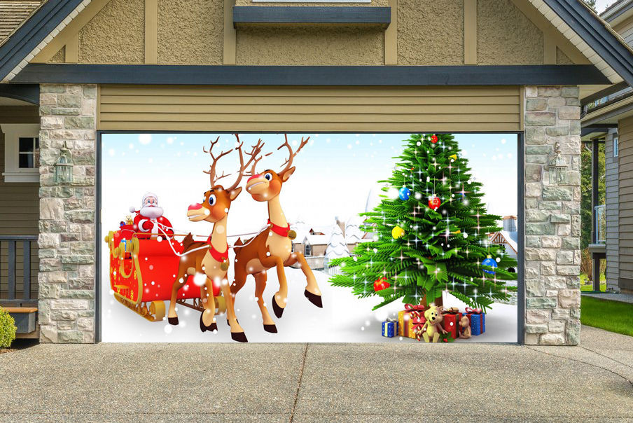 Garage Christmas Decorations
 Christmas Garage Door Covers 3D Banners Outside House