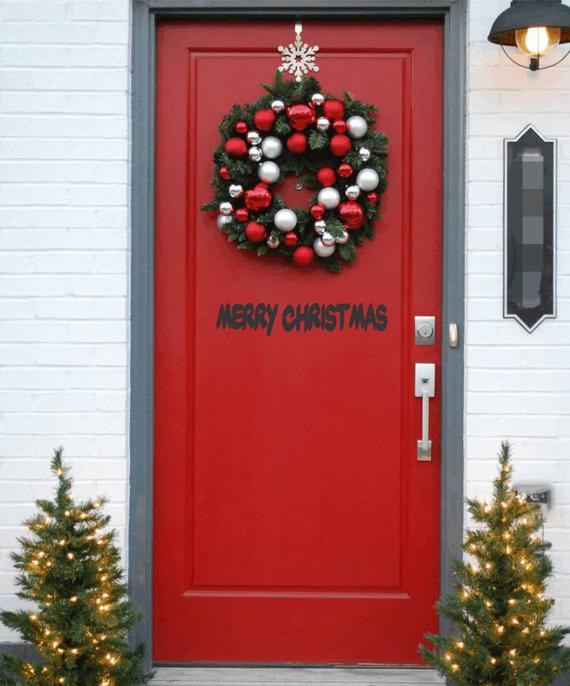 Garage Door Christmas Decals
 Items similar to Merry Christmas Door Decal Front Door