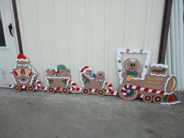 Gingerbread Outdoor Christmas Decorations
 GINGERBREAD TRAIN 4 pc Christmas Yard Art Decoration