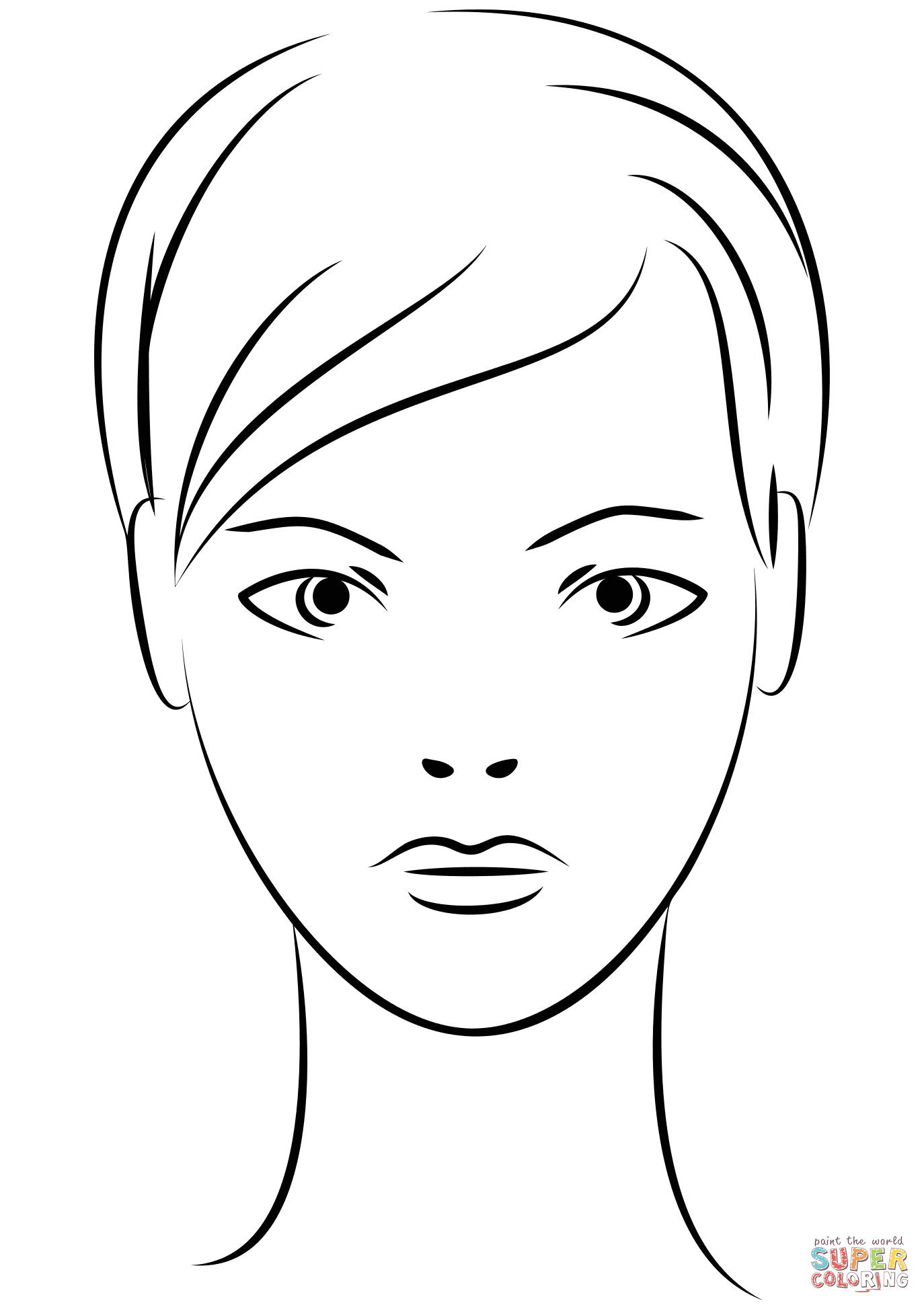 Girl Face Coloring Pages
 Young Woman Face coloring page
